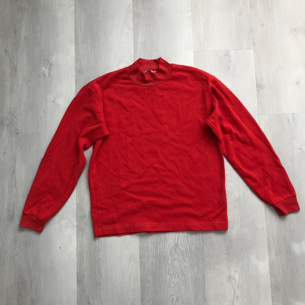 UNIQLO CLASSIC RED THICK COTTON LONG SLEEVE MOCK NECK WOMENS XS